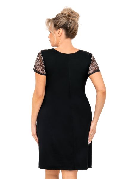 Czarna koszula nocna z koronką - Violetta plus size - 2
