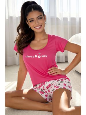 Cotton pajamas with shorts - Cherry fuchsia