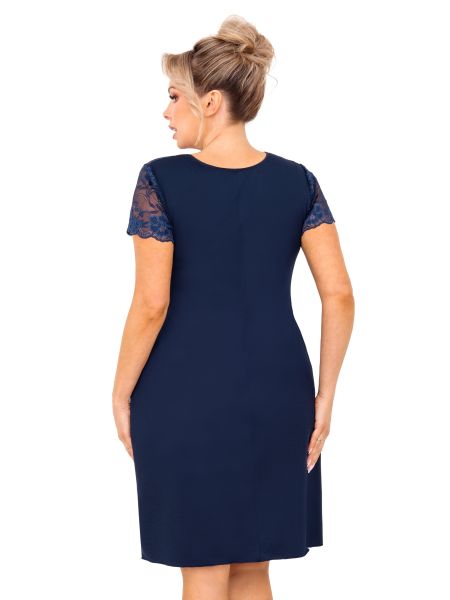 Koszula nocna damska z koronką - Livia plus size granatowa - 2