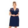 Koszula nocna damska z koronką - Livia plus size granatowa - 2