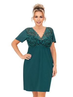 Koszula nocna damska - Melania zielona plus size