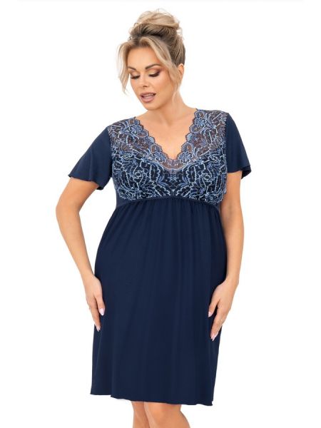 Koszula nocna damska - Melania plus size granatowa