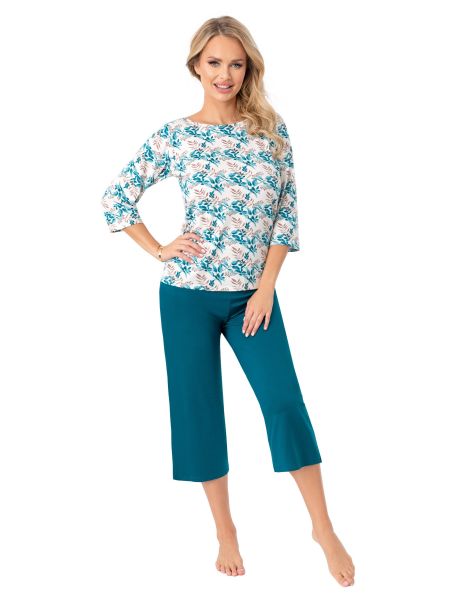 Piżama damska elegancka ze spodniami 3/4 - Irmina 3/4 - 2