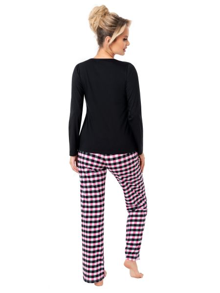 Piżama bawełniana w kratę - Sleep long black - 2