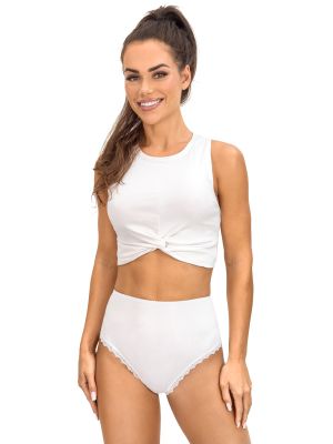 Figi damskie pełne bawełniane - 251 białe