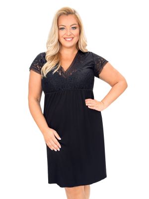 Elegancka koszula nocna - Silvana plus size czarna