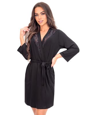 Black women`s viscose bathrobe - Sonia black