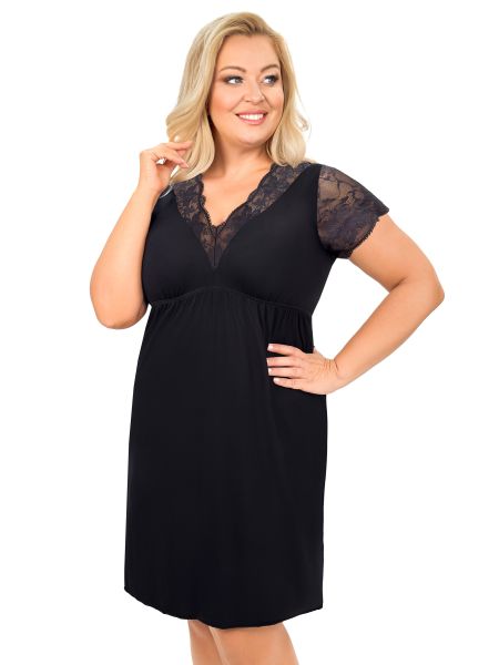Czarna koszula nocna z wiskozy - Sonia plus size czarna