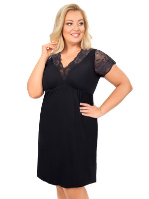 Czarna koszula nocna z wiskozy - Sonia plus size czarna