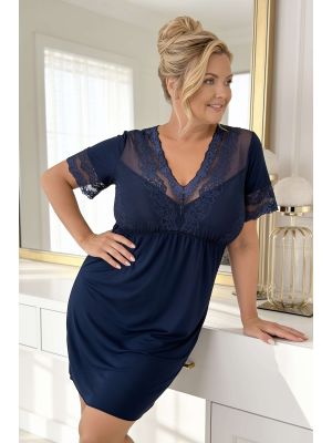 Elegancka granatowa koszula nocna - Linda plus size granat
