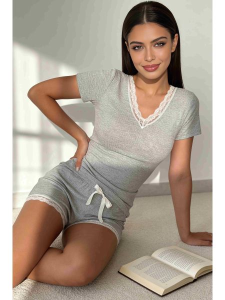 Piżama damska z koronką - Megi short - 2