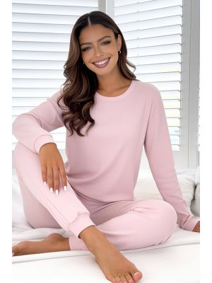 Pink Women`s Cotton Pajamas - Home Long Pink