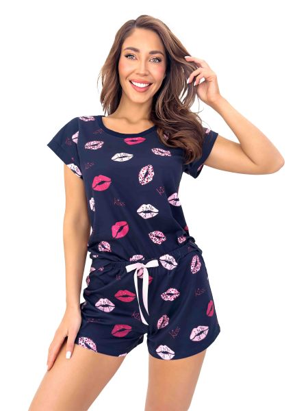 Piżama damska bawełniana - Kiss short - 3