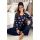 Long navy blue cotton pajamas - Kiss Long Dark Blue