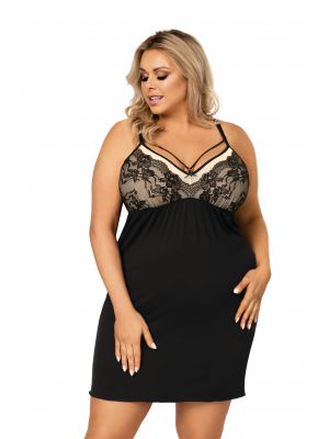 Sarah II czarna plus size - koszulka nocna