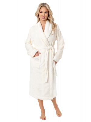 Warm long women's bathrobe - 103 ecru