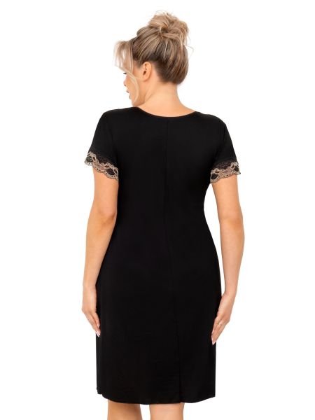 Czarna koszula nocna plus size z koronką - Hana - 2