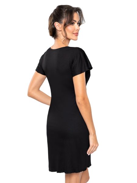Elegancka koszula nocna z rekawkiem - Luiza czarna - 3